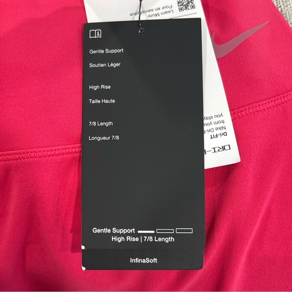 NWT Nike Zenvy High Waisted 7/8 Leggings Size Large In Rush Pink - Picture 8 of 8